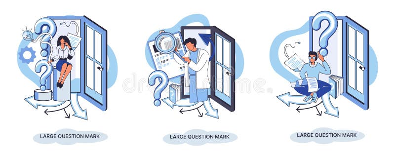 Semnul de întrebare cu solicitare de răspuns. metafora conceptului de problemă și soluție. întrebări. asistență directă solicitată royalty free illustration