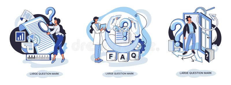 Semnul de întrebare cu solicitare de răspuns. metafora conceptului de problemă și soluție. întrebări. asistență directă solicitată stock illustration