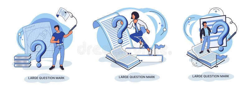 Semnul de întrebare cu solicitare de răspuns. metafora conceptului de problemă și soluție. întrebări. asistență directă solicitată stock illustration