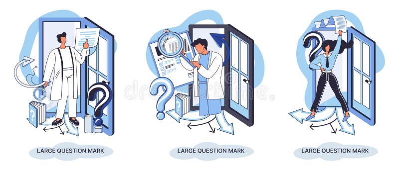 Semnul de întrebare cu solicitare de răspuns. metafora conceptului de problemă și soluție. întrebări. asistență directă solicitată stock illustration