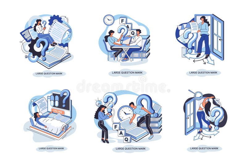 Semnul de întrebare cu solicitare de răspuns. metafora conceptului de problemă și soluție. întrebări. asistență directă solicitată royalty free illustration