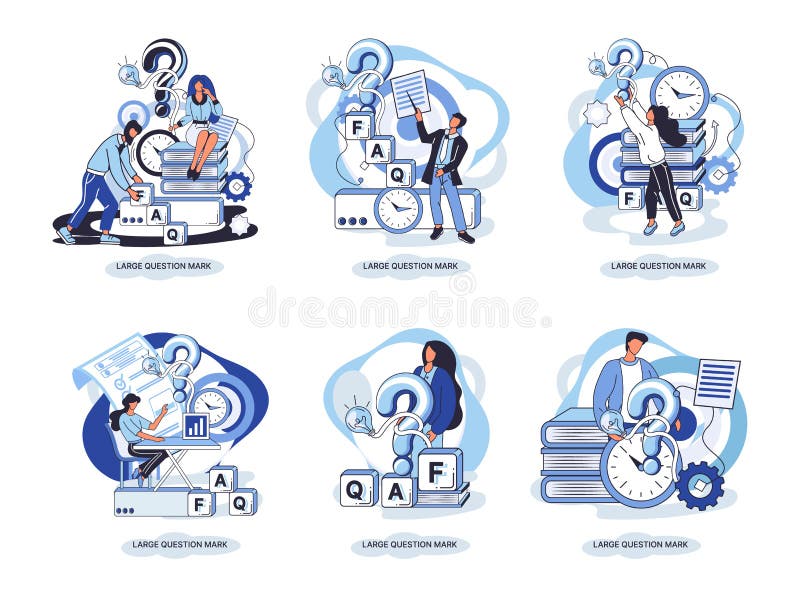 Semnul de întrebare cu solicitare de răspuns. metafora conceptului de problemă și soluție. întrebări. asistență directă solicitată stock illustration