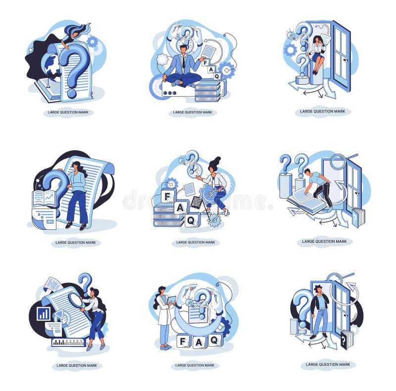 Semnul de întrebare cu solicitare de răspuns. metafora conceptului de problemă și soluție. întrebări. asistență directă solicitată vector illustration