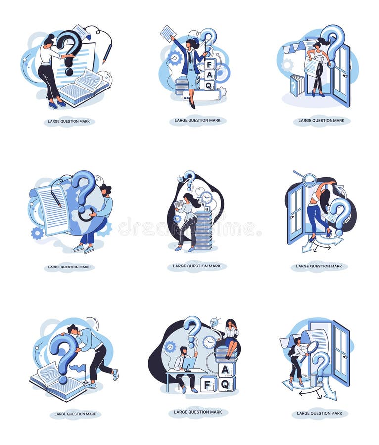 Semnul de întrebare cu solicitare de răspuns. metafora conceptului de problemă și soluție. întrebări. asistență directă solicitată stock illustration