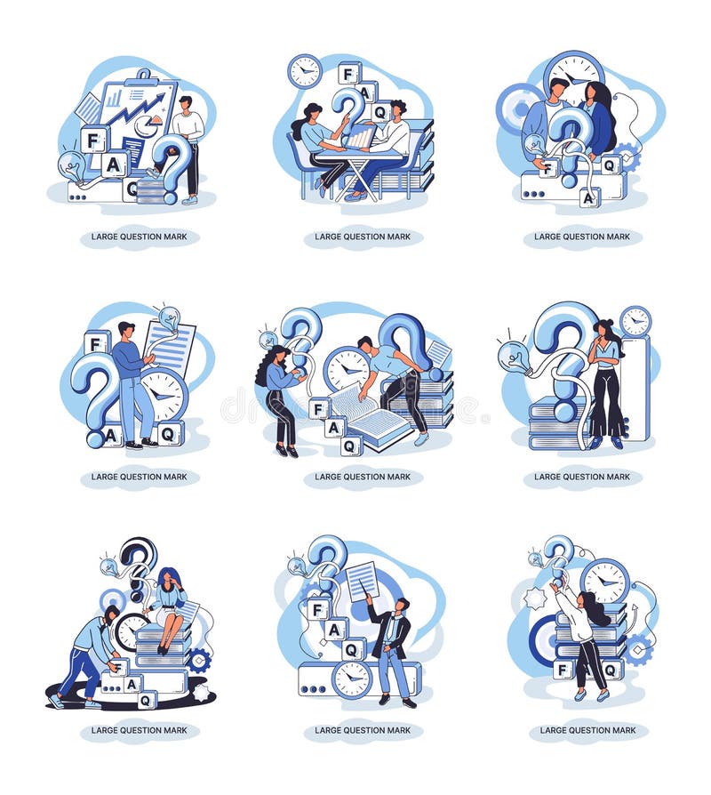 Semnul de întrebare cu solicitare de răspuns. metafora conceptului de problemă și soluție. întrebări. asistență directă solicitată vector illustration