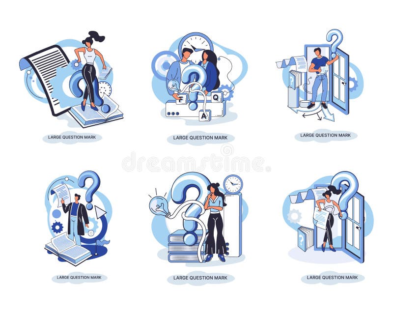 Semnul de întrebare cu solicitare de răspuns. metafora conceptului de problemă și soluție. întrebări. asistență directă solicitată stock illustration