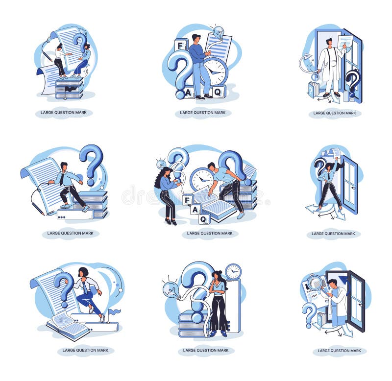 Semnul de întrebare cu solicitare de răspuns. metafora conceptului de problemă și soluție. întrebări. asistență directă solicitată vector illustration
