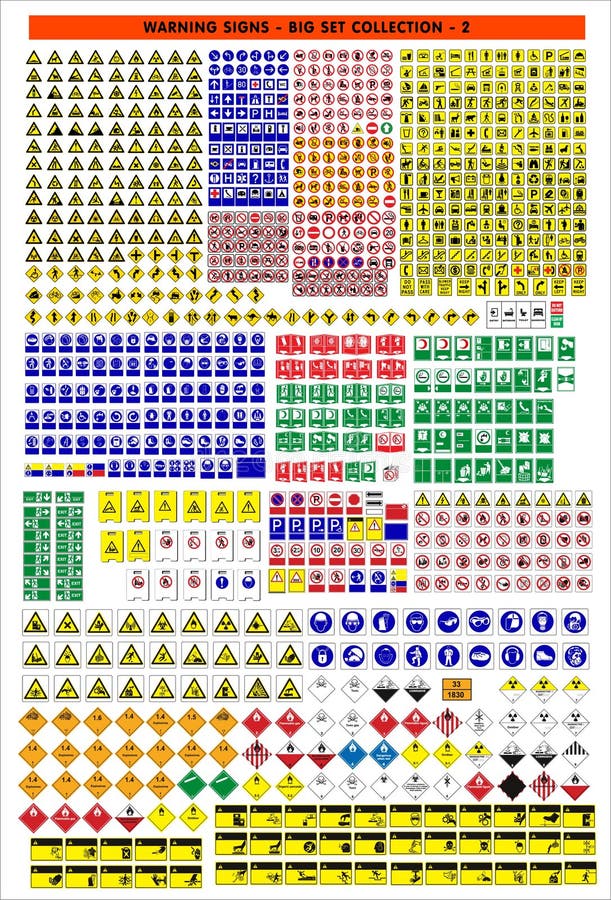 Semnul obligatoriu de pericol pentru semne de pericol interzis pentru semnalizarea semnelor de urgență privind siguranța la locul stock illustration