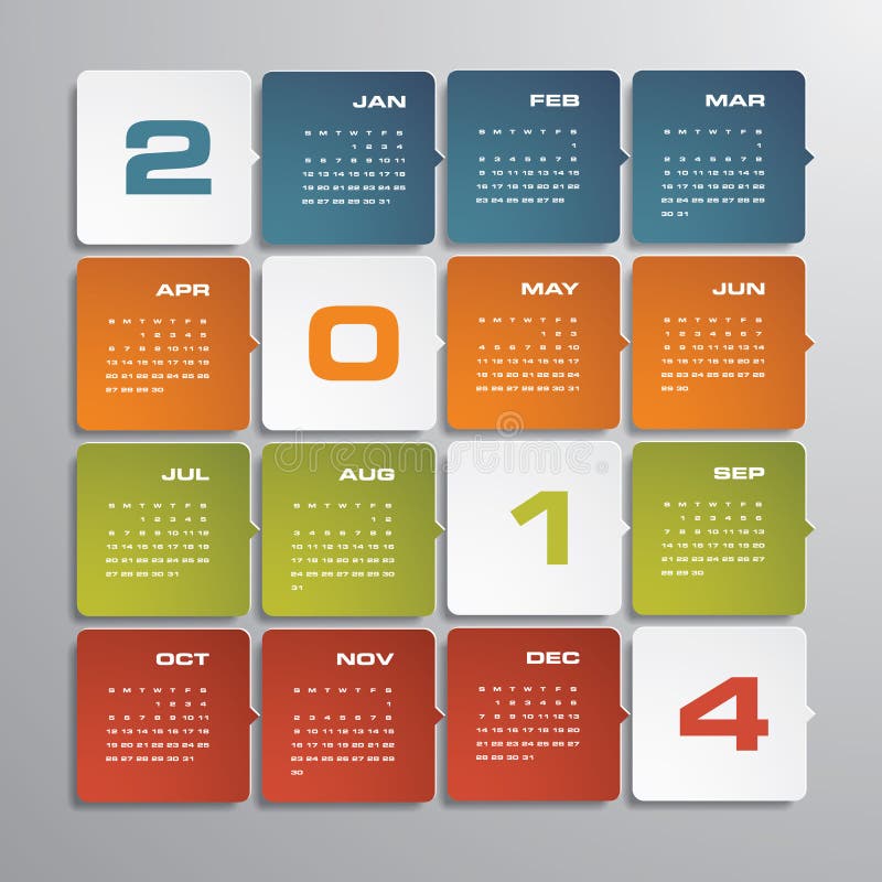 Semplice calendario 2014 illustrazione di stock.