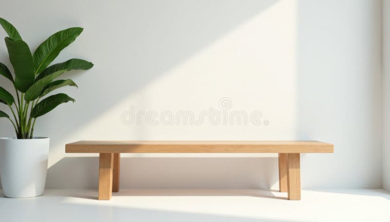 Semplici linee pulite al banco in legno, immagini di sfondo luminose da studio illustrazione vettoriale