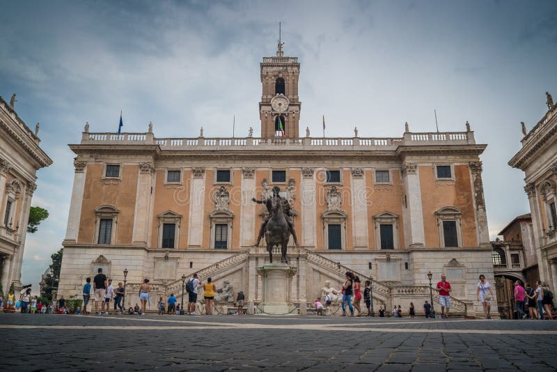 The Senatorial Palace on Capitoline Hill in Rome, Italy stock image