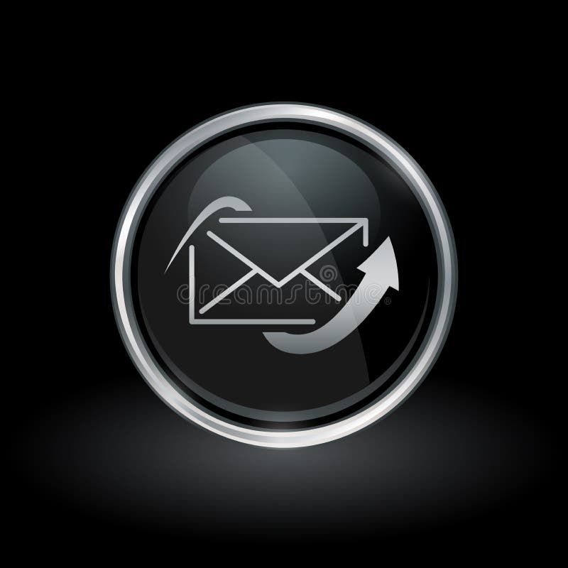 Send email icon inside round silver and black emblem royalty free illustration Send email icon inside round silver and black emblem royalty free illustration