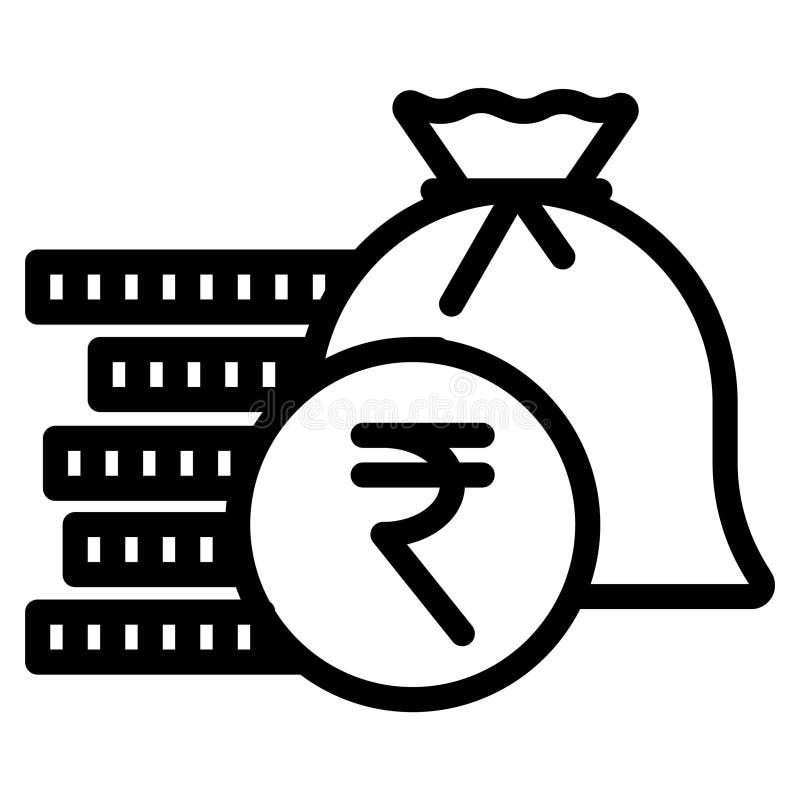 Rupee icon vector, money bag with coin illustration, currency symbol royalty free illustration
