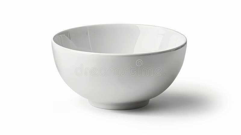 Clipped path of white ceramic bowl isolated on white background. AI generated. Clipped path of white ceramic bowl isolated on white background. AI generated