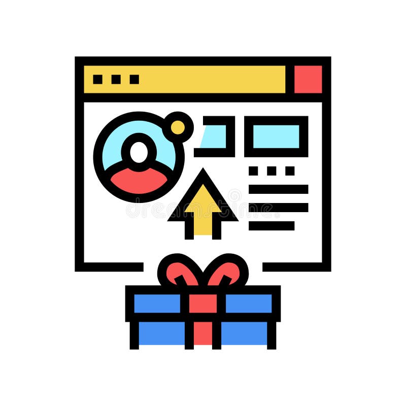 Sending Digital Gift Color Icon Vector Illustration Stock Illustration