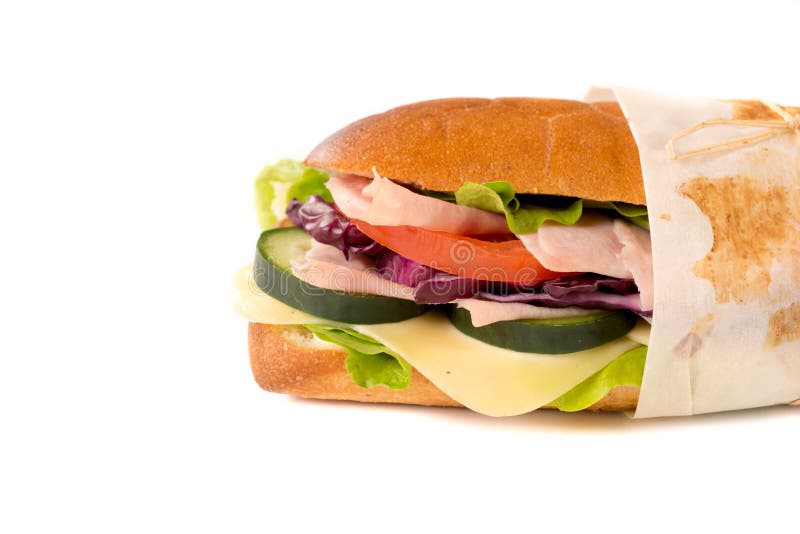 Sanduíche isolado sobre fundo branco foto de stock