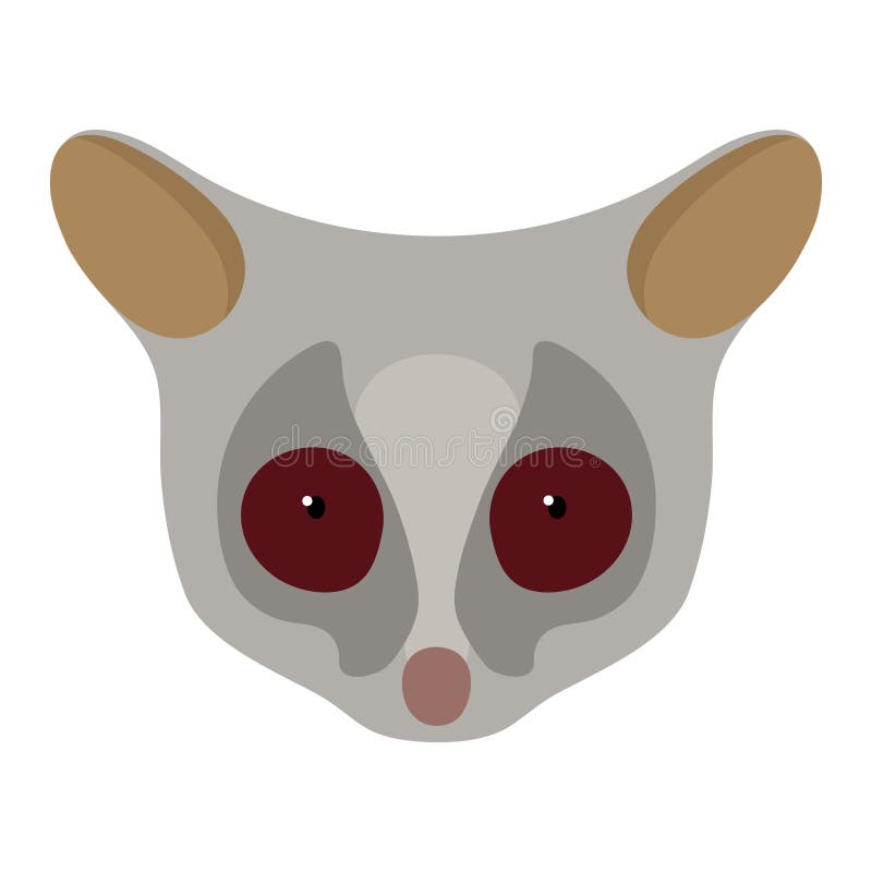 The Senegal Bushbaby, Galago Senegalensis, Head of an Animal. Flat Style.  Vector Image Stock Vector - Illustration of leaf, africa: 113319567