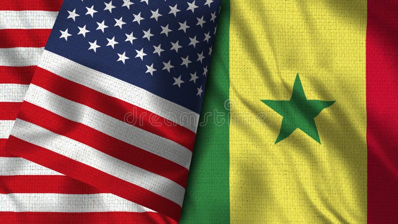 Senegal and Usa Flag - 3D illustration Two Flag royalty free illustration Senegal and Usa Flag - 3D illustration Two Flag royalty free illustration