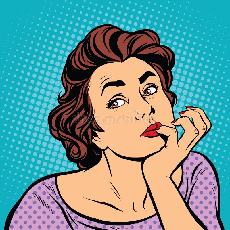 A senhora do pop art pensa ilustração do vetor A senhora do pop art pensa ilustração do vetor