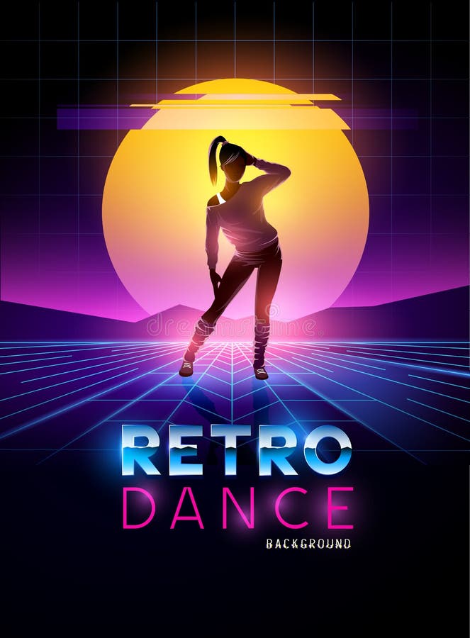 Senhora 1980 retro da dança do ` s ilustração royalty free Senhora 1980 retro da dança do ` s ilustração royalty free