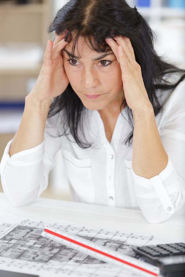 Senior beautiful woman plan sign royalty free stock photo