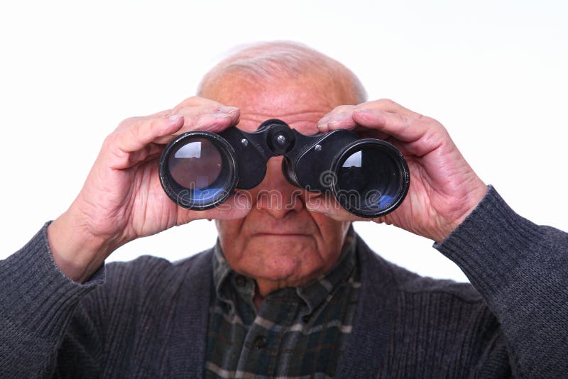 Senior with binoculars stock photo. Image of person, standing 17454920