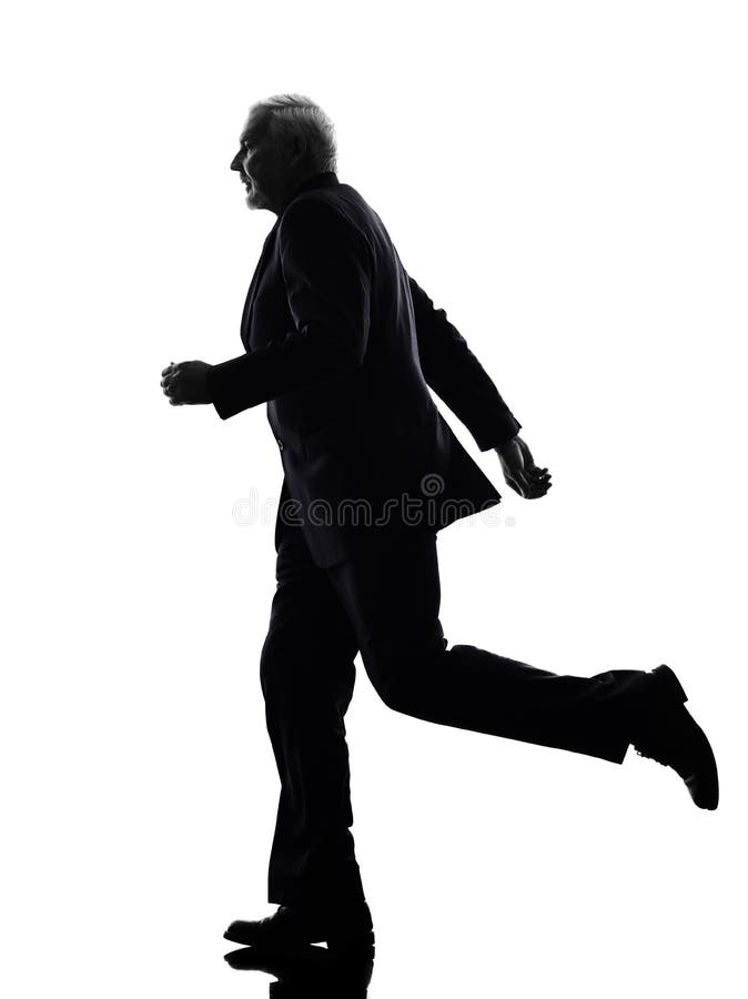 One Business Man Jumping Running Silhouette Stock Photo Image of
