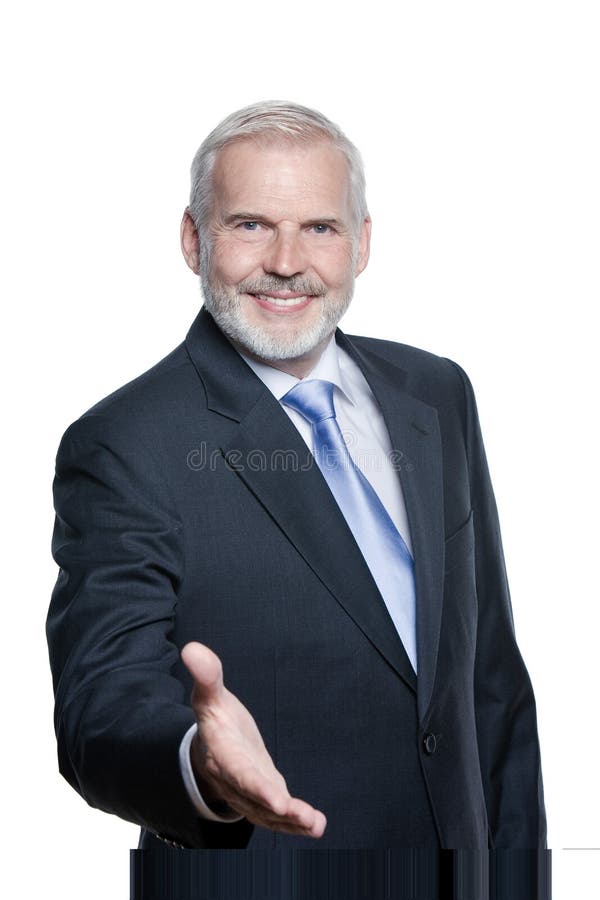 Senior businessman portrait welcoming handshake