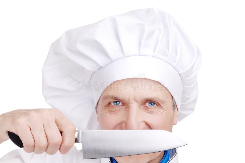 Senior chef with knife