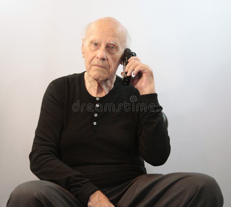 Senior on cordless phone