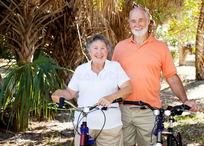 Senior Couple with Bikes royalty free stock photo Senior Couple with Bikes royalty free stock photo