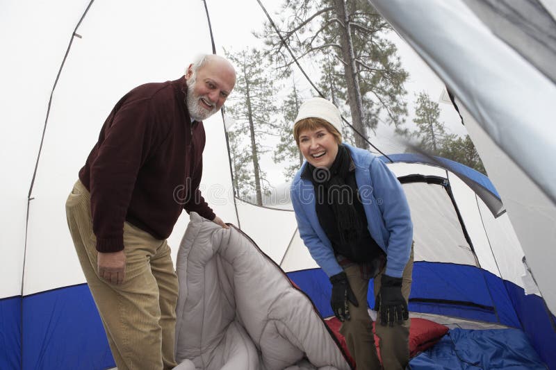 Senior Couple Camping in Tent Stock Image Image of casual, camping
