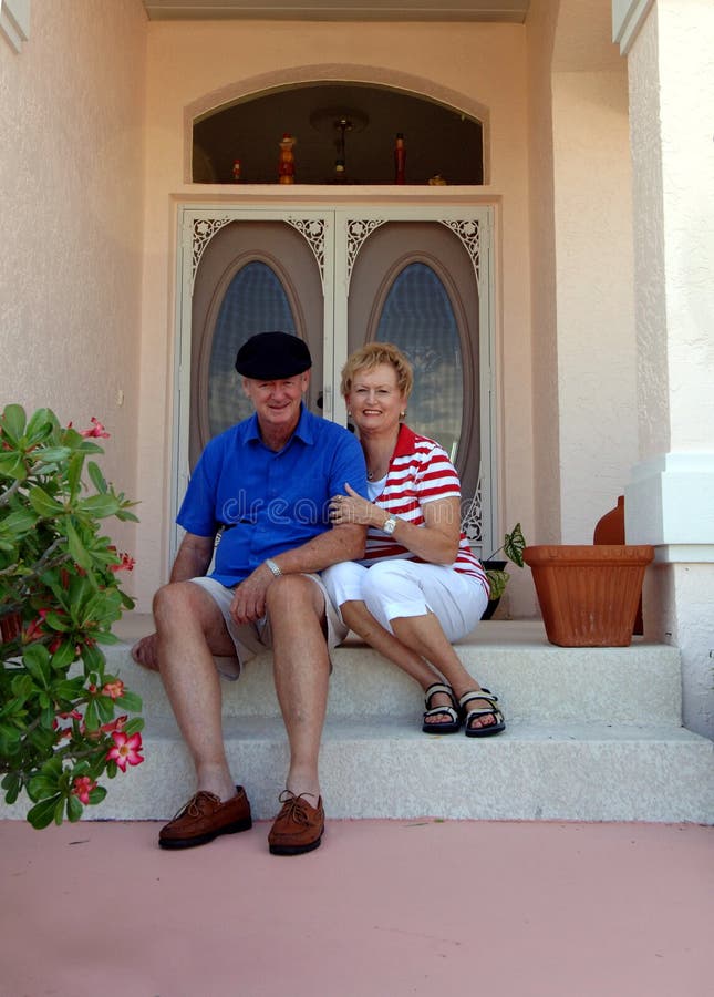 Senior Couple on Front Porch Stock Image Image of older, owners 3002903