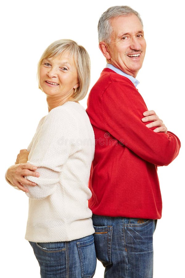 Senior couple leaning back to back stock photography Senior couple leaning back to back stock photography