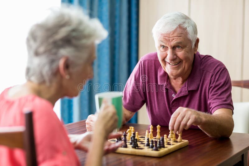 Senior Couple Playing Chess Stock Image Image of challenge, medicare