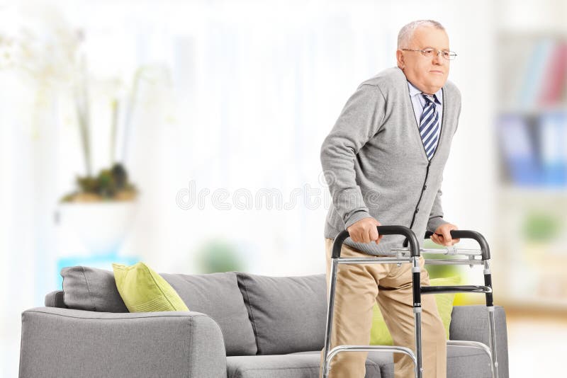 Senior gentleman walking with walker
