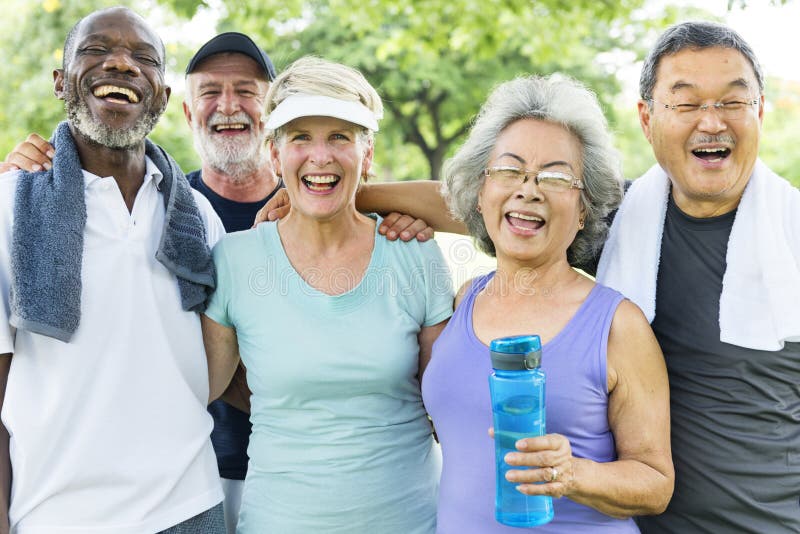Senior Group Friends Exercise Relax Concept royalty free stock photography