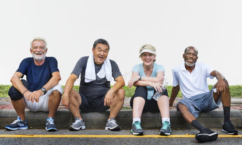 Senior Group Friends Exercise Relax Concept royalty free stock photo