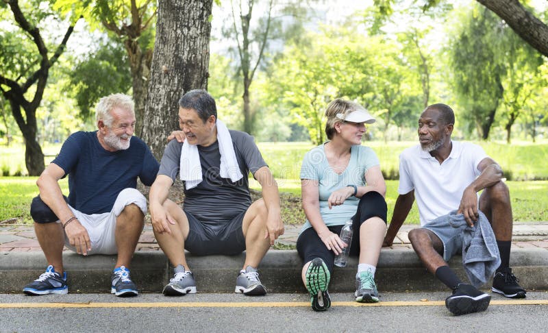 Senior Group Friends Exercise Relax Concept royalty free stock image