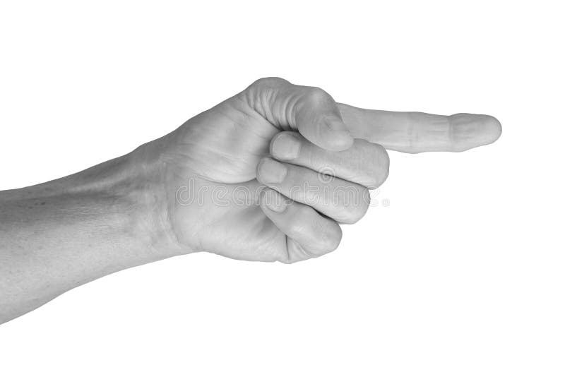 Senior hand pointing to the side. Wrinkled index finger indicating direction, expressive gesture for stock photos