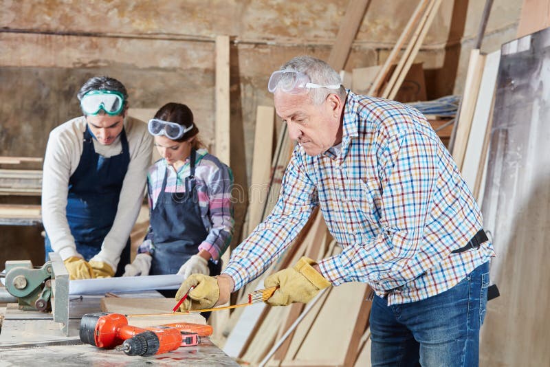 Joiner Working on a Piece of Wood with a File Stock Image Image of