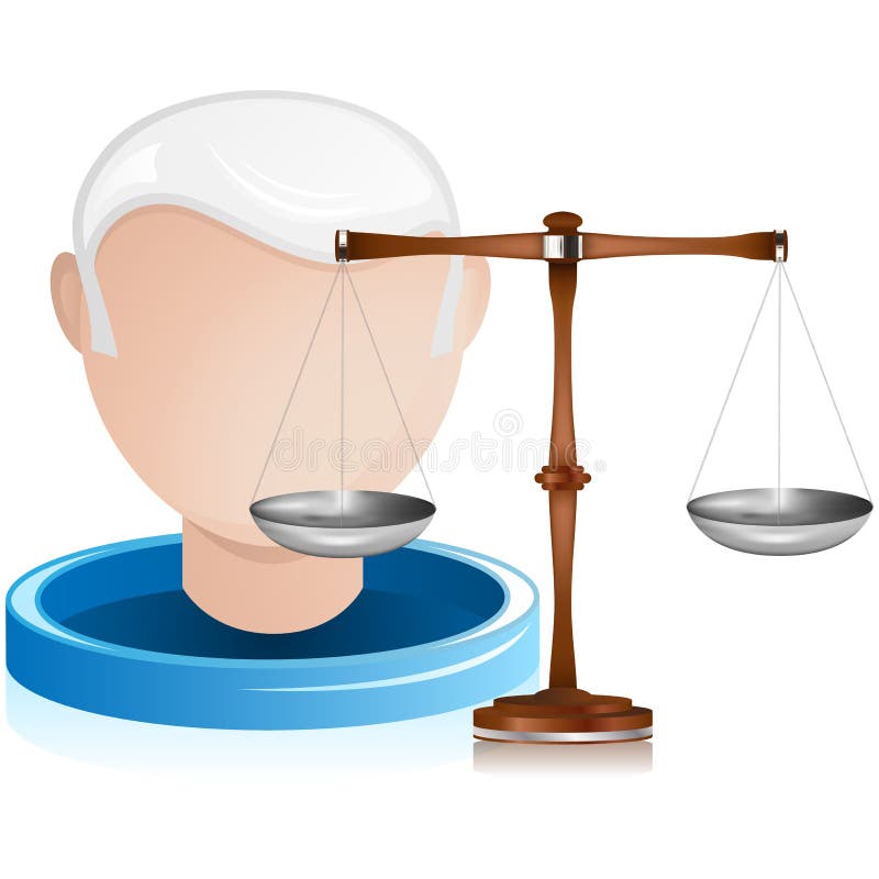 Senior Judge with Justice Balance stock illustration