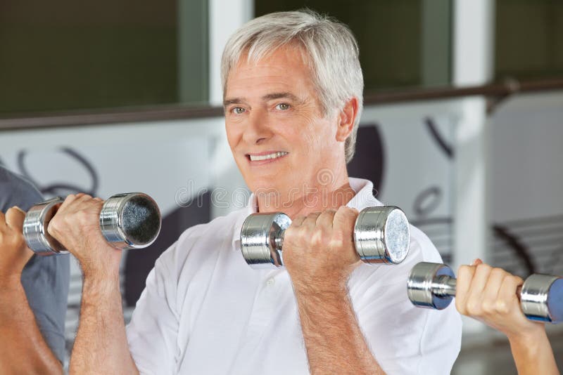 Senior Man Doing Dumbbell Training Stock Photo Image of happy, senior