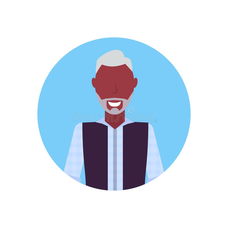 Senior man fericit american bunicul african american fata avatar desen animat masculin portret personaj plat separat vector illustration