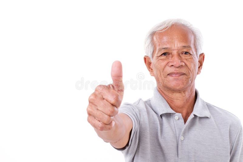 Senior man giving thumb up