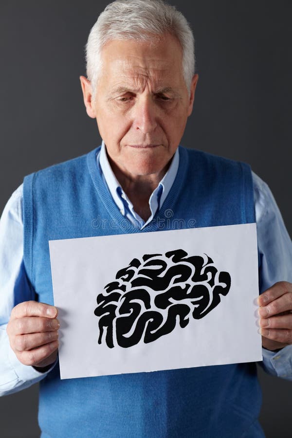 Senior man holding ink drawing royalty free stock images Senior man holding ink drawing royalty free stock images