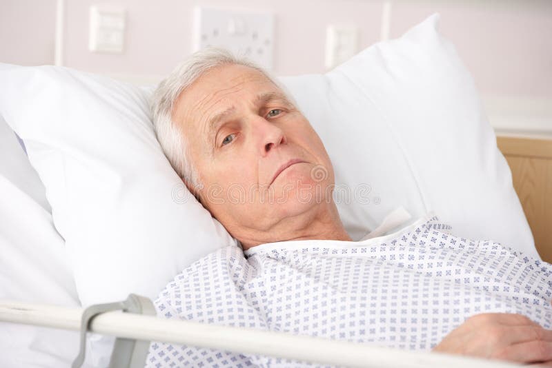 Senior Man Ill in Hospital Bed Stock Photo Image of hospital, older