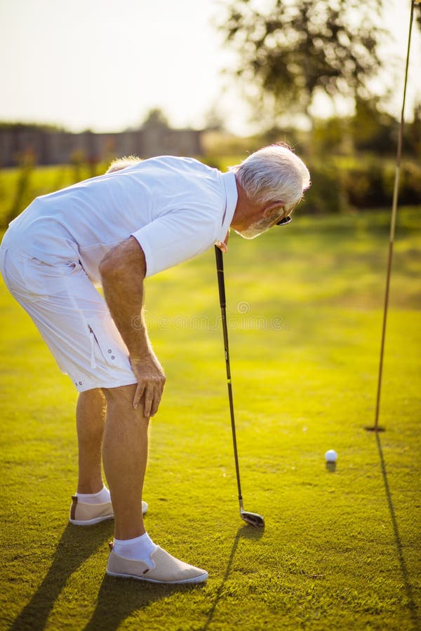 Senior man playing golf stock photo. Image of hobbies 222382050