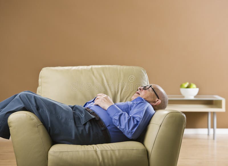 Senior Man Sleeping On Chair Royalty Free Stock Photos Image 10011818