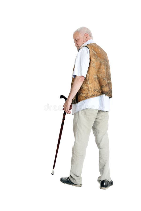 Senior man walking with a cane